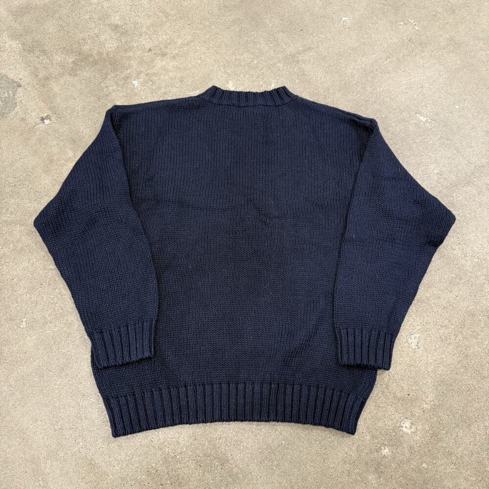 Vintage 90s American Flag Knit Cotton Raime Pullover Navy Sweater Womens Large - Picture 4 of 6
